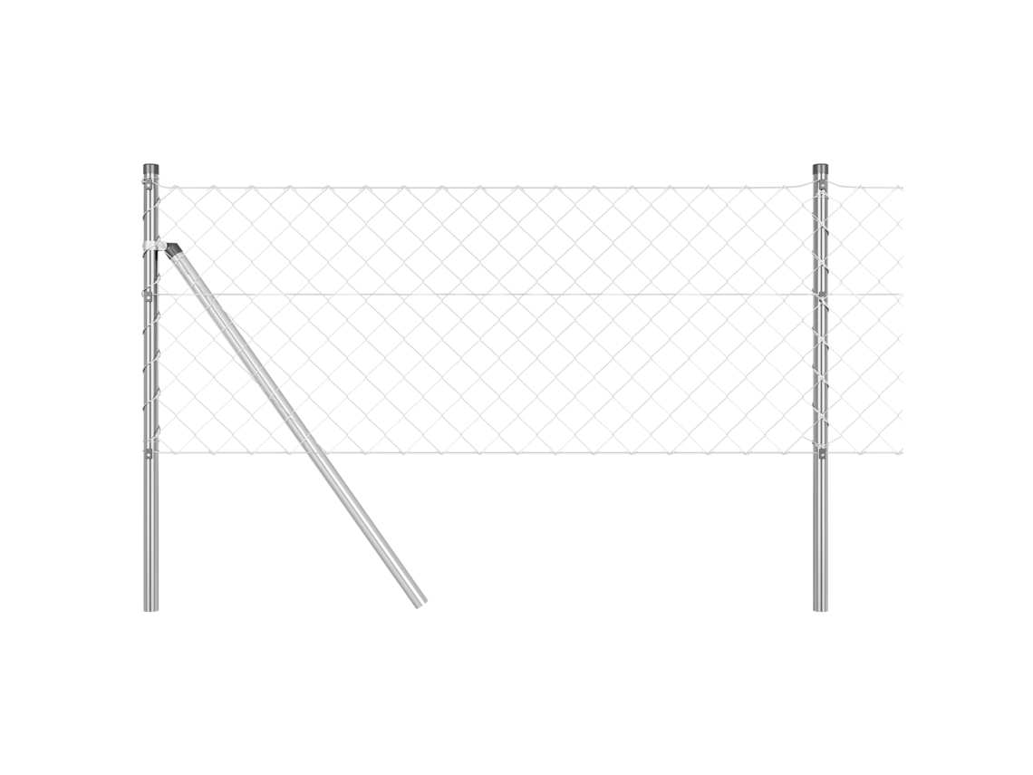 Conjunto 1 Poste De Cerca Vidaxl Prateado Aço (10 X 0,4 M)