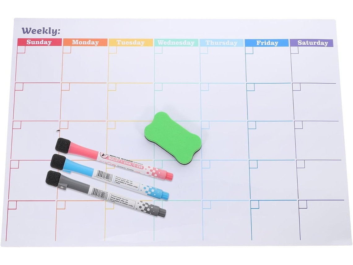 Quadro Branco Mensal Em Plástico Com Nanorrevestimento, Calendário Magnético Para Geladeira, Cor Aleatória