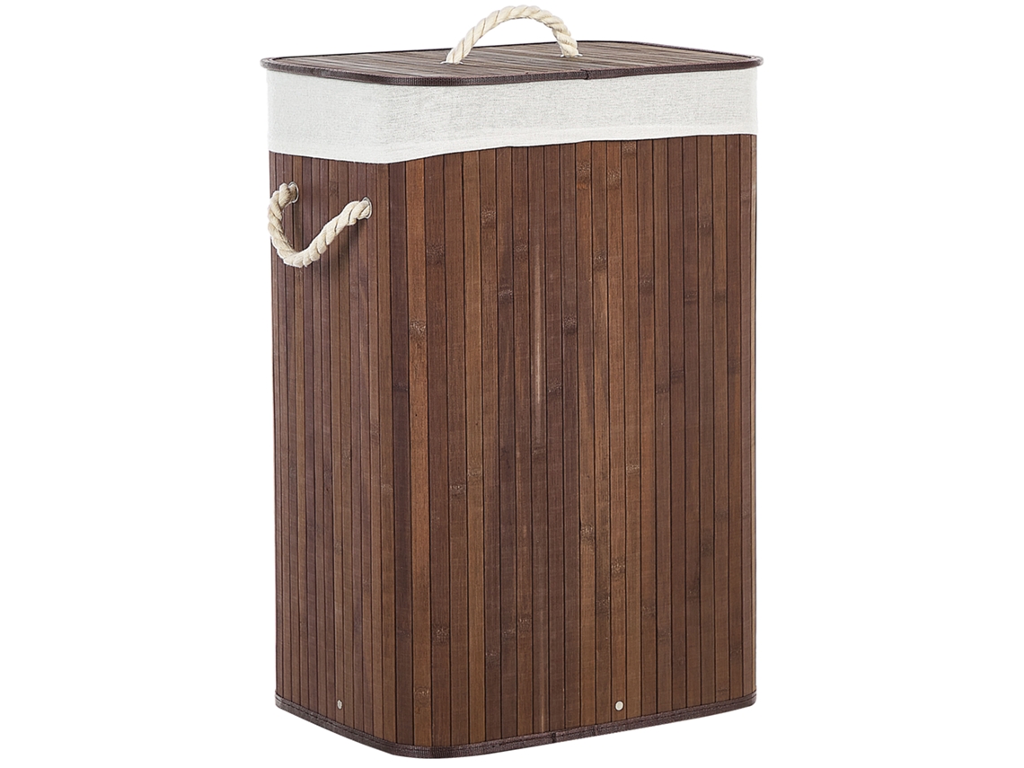 Canasta Decorativa Beliani Komari De Bambú Marrón 40x30x60