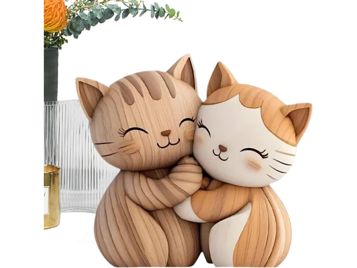 Placa Decorativa Com Casal De Gatos, Peça Central Para Escritório, Decoração Para Casa |