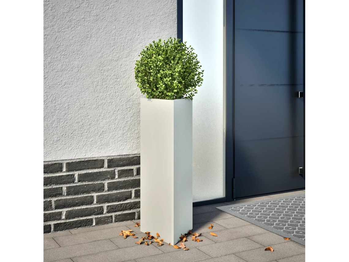 Vidaxl Vaso/floreira De Jardim Triangular 2 Pcs 30x26x75 Cm Aço Branco