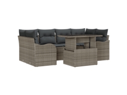 Conjunto 7 Conjunto De Sofá De Jardim Vidaxl Cinzento Vime Pe (234 X 122,5 X 85 Cm)