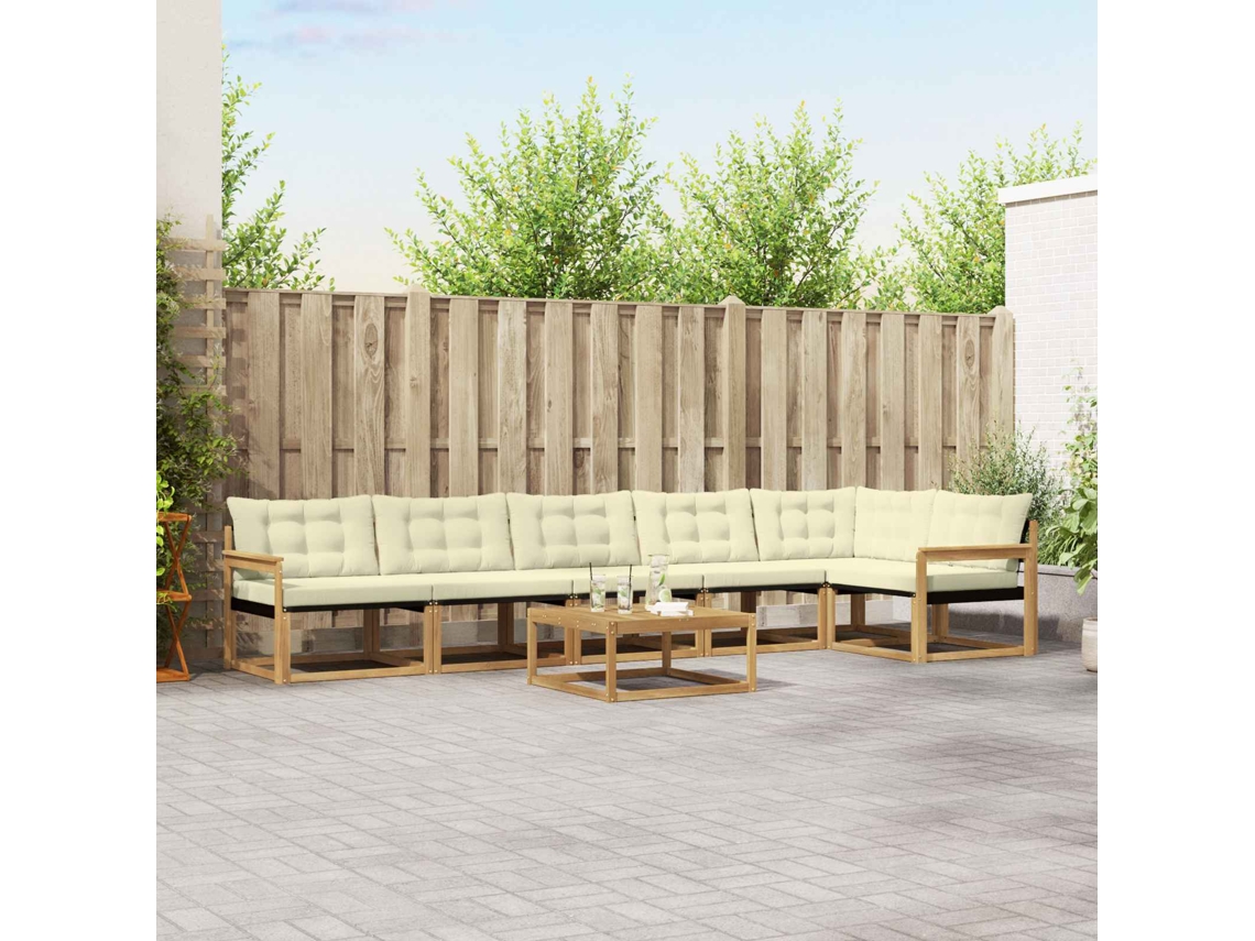 Vidaxl Conjunto De Sofás Para Exterior 7 Unid. Branco E Creme