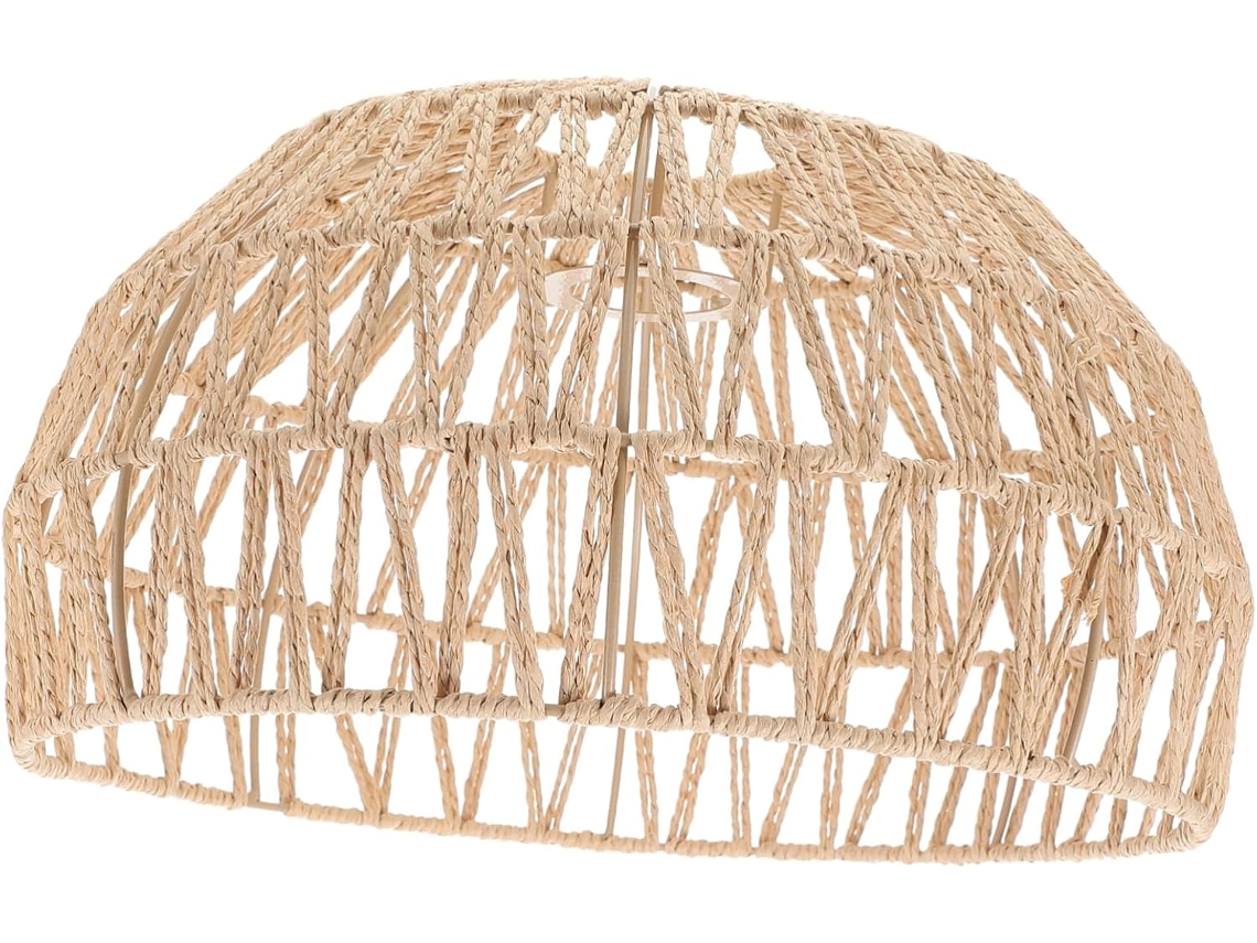 Tambor Trançado em Corda de Rattan Natural, Luminária de Interior para Teto e Mesa. SFUSHOS