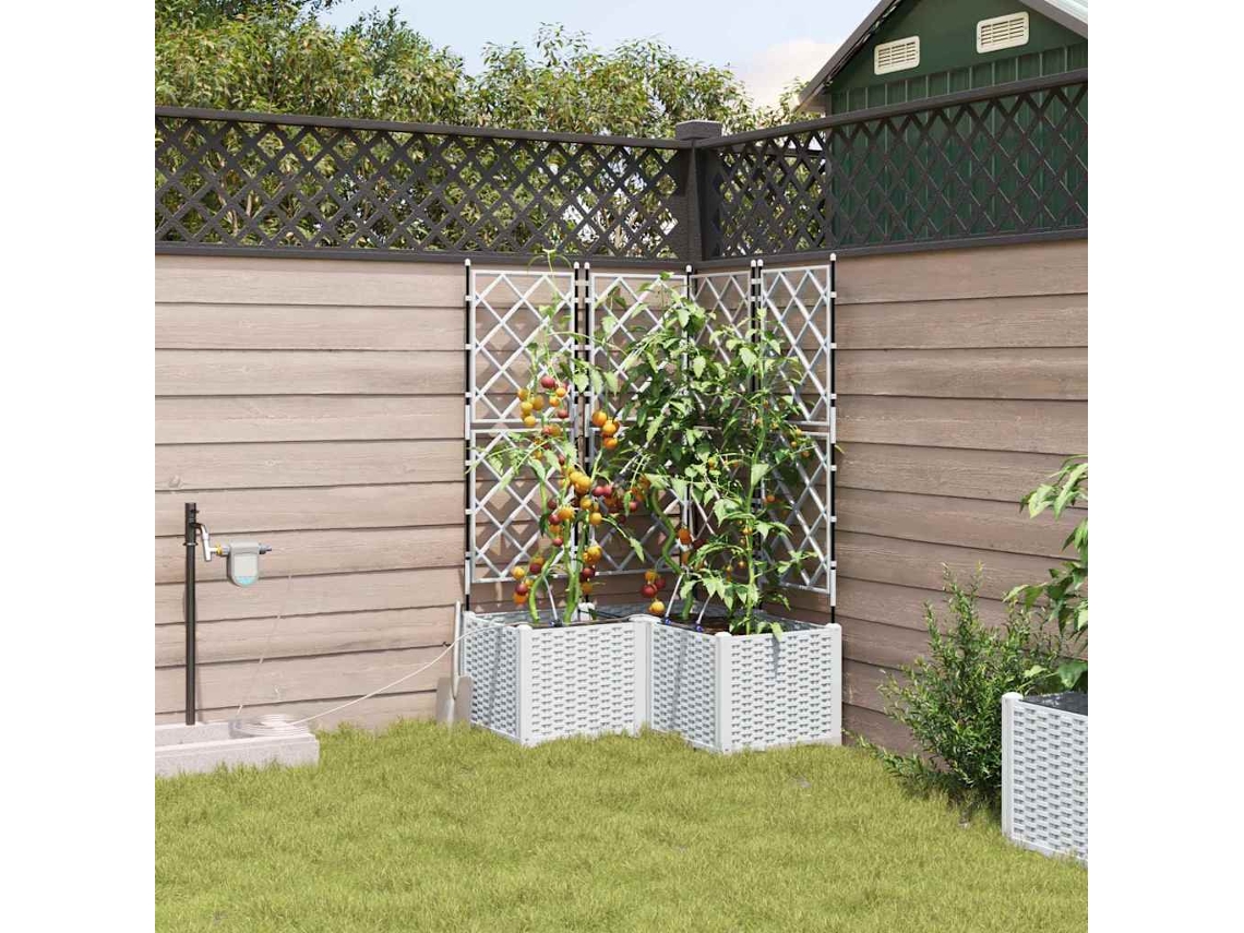 Vidaxl Vaso De Jardim 3 Unid. Branco 80 X 80 X 142 Cm Pp