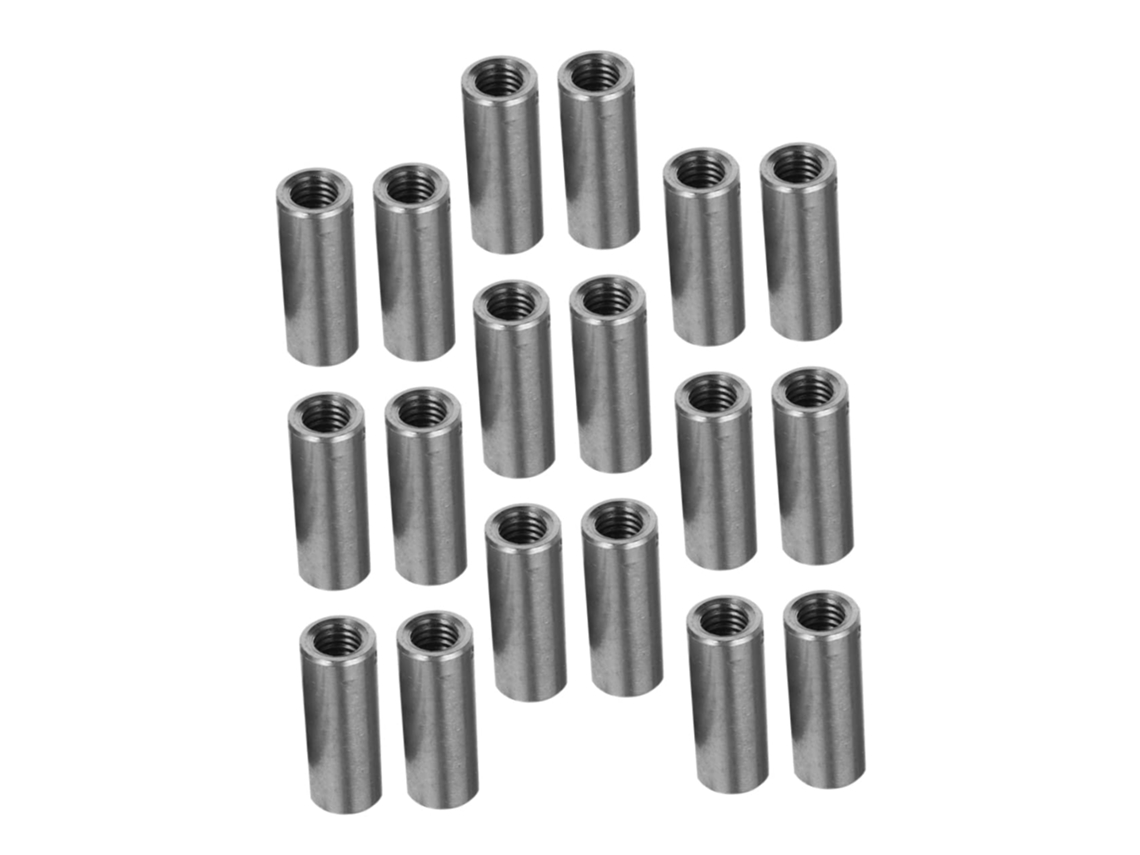 Conjunto Solustre com 20 Porcas Cilíndricas de Aço Inoxidável para Soldagem, Rosca Precisa e Design Bruto para