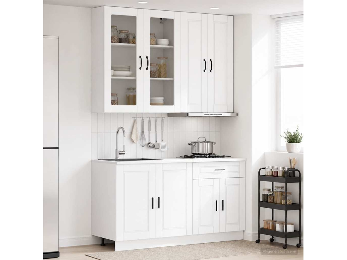 Vidaxl Unidade De Cozinha Porto 4 Unid. Branco Derivados De Madeira