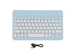Teclado sem fio portátil com bloqueio de tela, conexão estável e bateria de longa duração. Luz dourada.