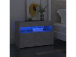 Vidaxl Mesa De Cabeceira Luzes Led 60x35x40 Cm Cinza Cimento