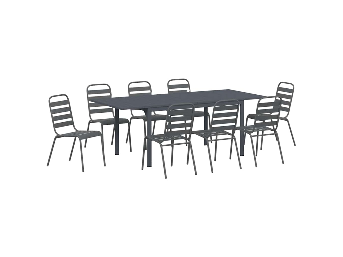 Conjunto 9 Conjunto De Móveis Para Exterior Vidaxl Antracite Aço Revestido A Pó (211,5 X 90 X 74 Cm)