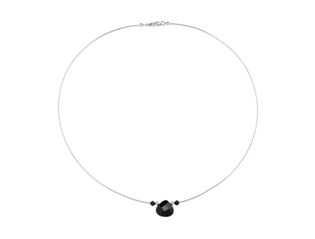 Gargantilha em prata e cristal coração negro prata 925 40cm PLATA ÚNICA