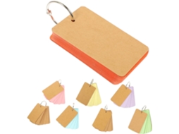 Conjunto de 8 cartões de anotações em branco em papel kraft marrom com anéis de liga metálica para escrita suave.