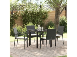 Vidaxl Conjunto de Jantar para Jardim com Almofada 5 Pcs Preto Vime Pe