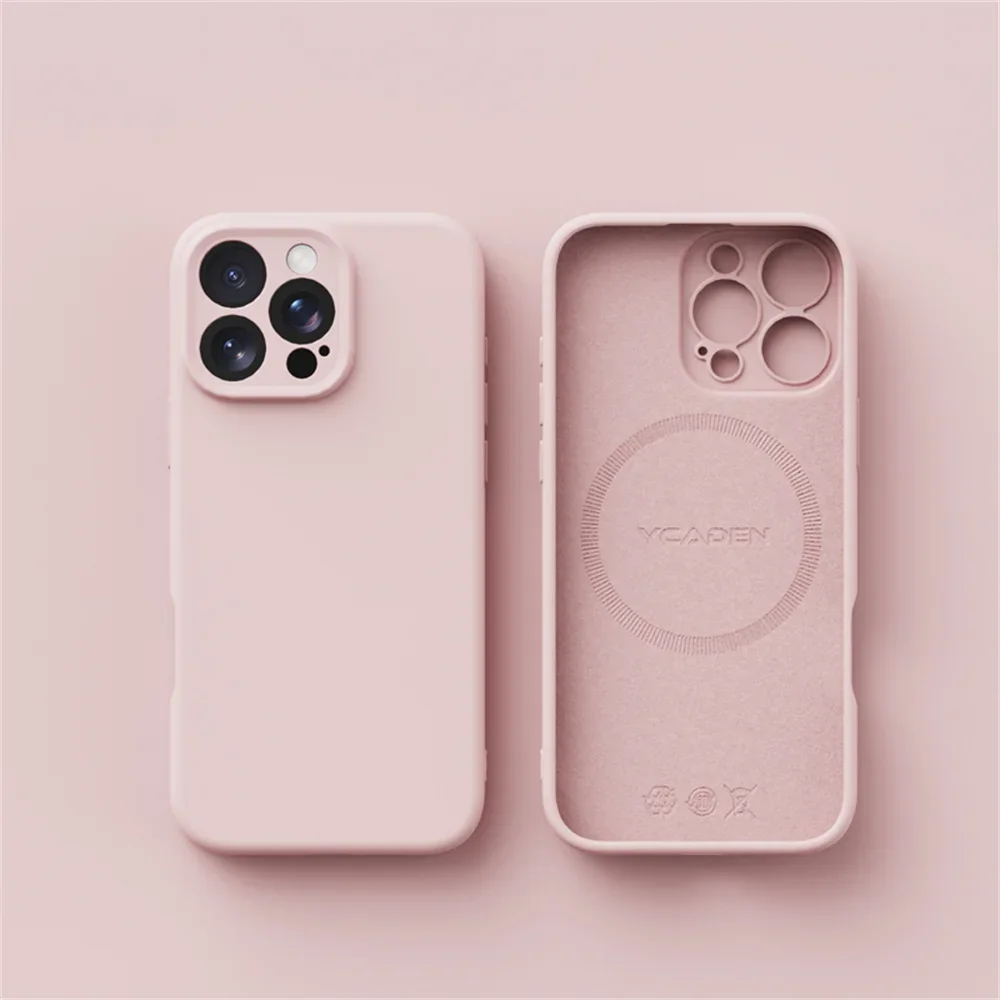 Capa Para Celular Com Carregamento Sem Fio (rosa Para Iphone 12), Feita De Silicone Líquido, Macia E Com Encaixe Perfeito.