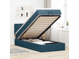 Vidaxl Estrutura De Cama Otomana Com Colchão Azul Escuro Veludo
