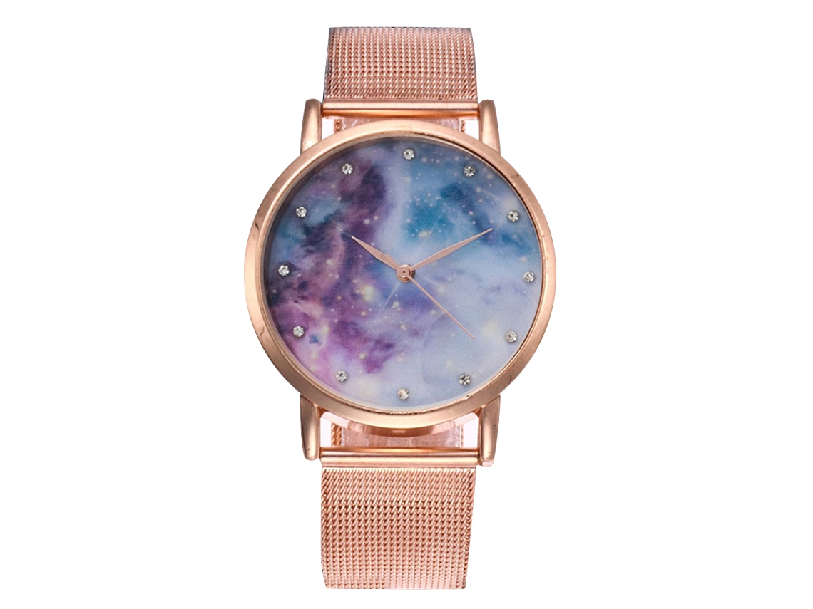 Relógio de Pulso Masculino Zhoulianfa de Quadro Redondo com Pulseira de Malha Analógico Quartz