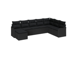 Conjunto 8 Móveis De Jardim Vidaxl Preto Vime Pe (287,5 X 177,5 X 85 Cm)
