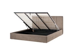 Cama de Casal BELIANI Tarascon de Tecido Taupe 180x200
