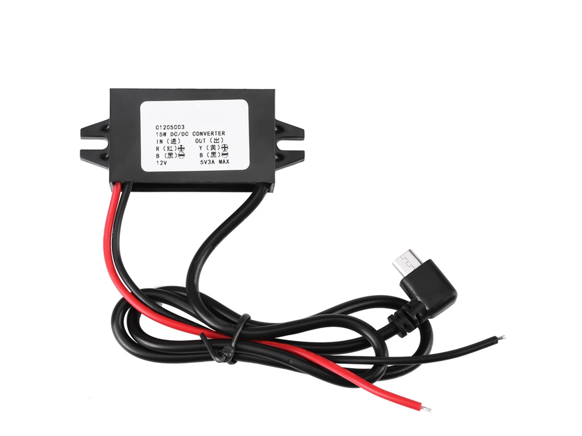 Conversor DC-DC 12V para 5V 3A Micro USB Regulador de Tensão Step-Down para Carro e Smartphone