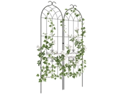 Conjunto De 2 Treliças De Jardim. Suporte Metálico Para Plantas Trepadeiras. 50 Cm De Comprimento X 181 Cm De Altura. Cor Preta.