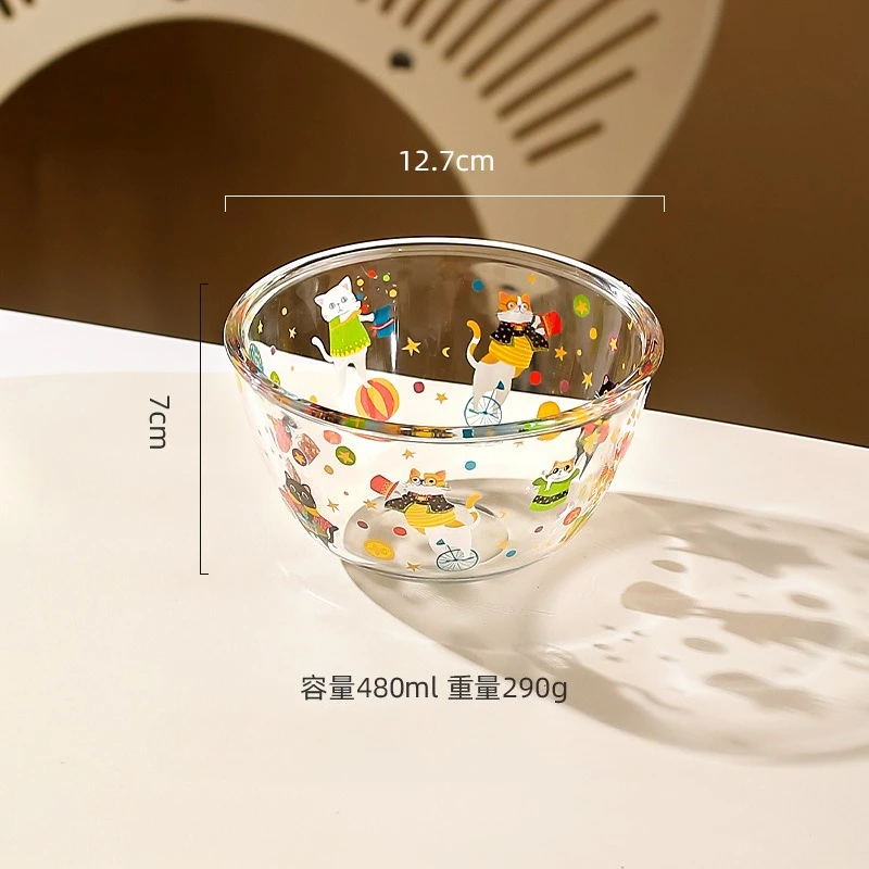 Tigela De Vidro Transparente Com Desenho De Animal (tamanho A5), Ideal Para Saladas, Frutas E Sobremesas.