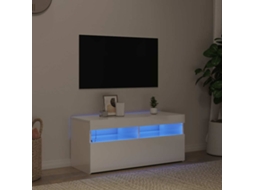 Vidaxl Móvel De Tv Com Luzes Led 90x35x40 Cm Branco Brilhante
