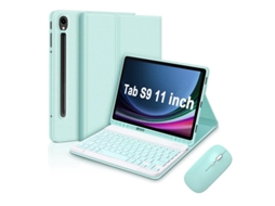 Capa De Couro Verde Claro Teclado Quadrado Verde Claro Mouse Com Carregamento De Modo Duplo, S9 Sm X810 X816b Yunzii