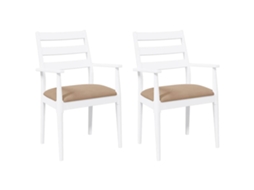 Cadeiras de Jantar com Almofadões 2 peças em Madeira Maciça Branco MAISON EXCLUSIVE