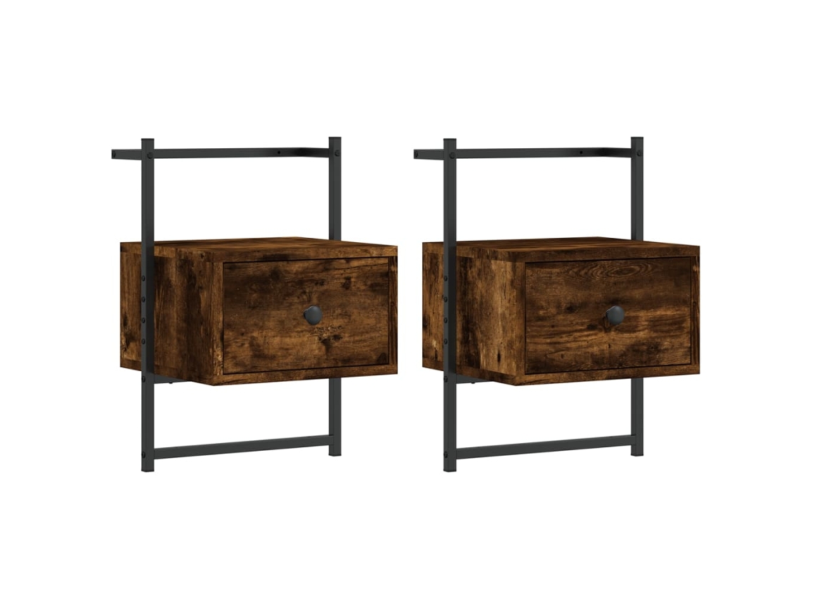 Conjunto de 2 Mesas Cabeceira Derivados de Madeira Carvalho Fumado MAISON EXCLUSIVE (35x30x51 cm)