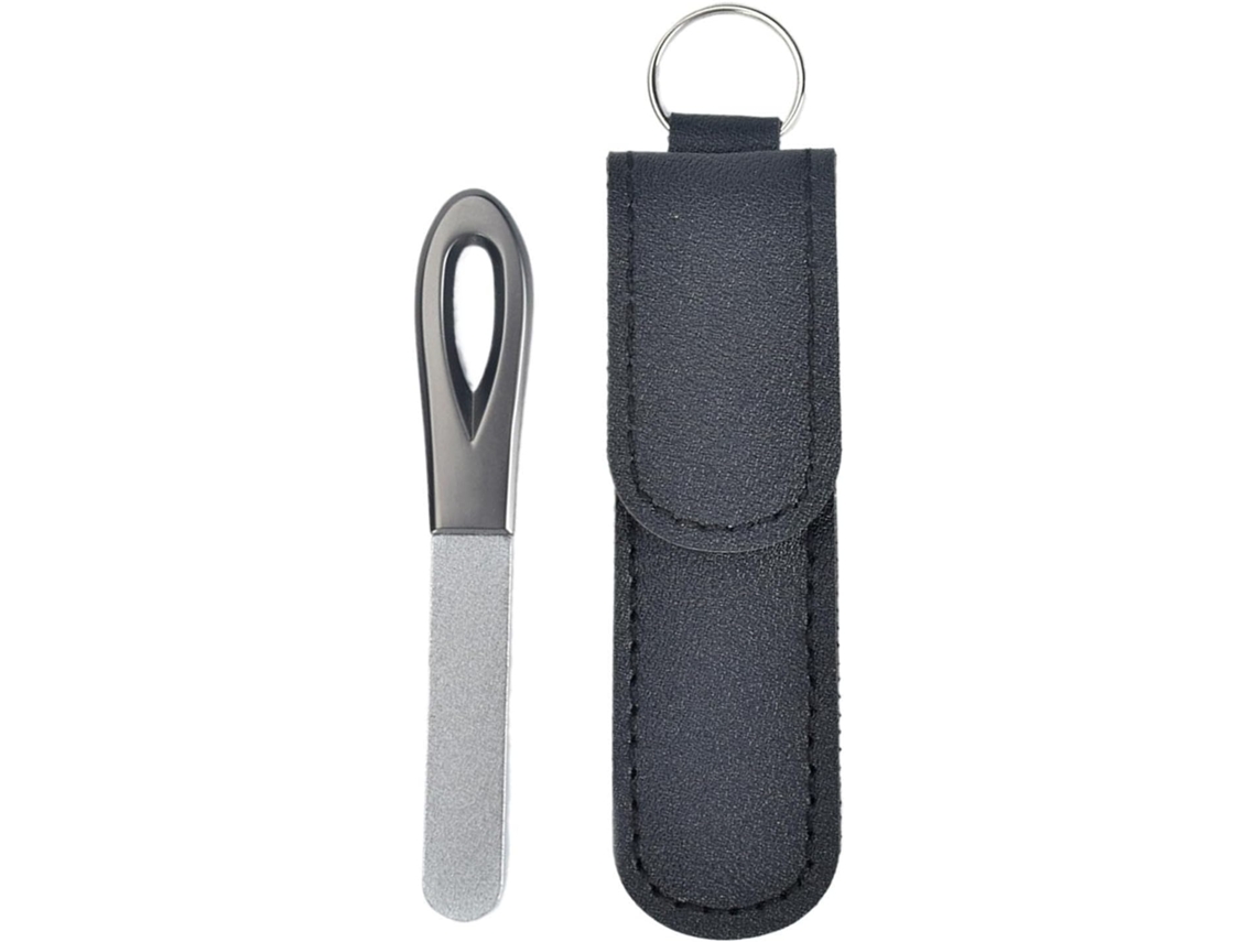 Lima De Unhas De Metal, Ferramenta Compacta De Dupla Face Com Estojo.