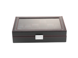 Caja De Relojes 12 Espacios Fibra De Carbono Para Viaje Estuche Joyería Organizador