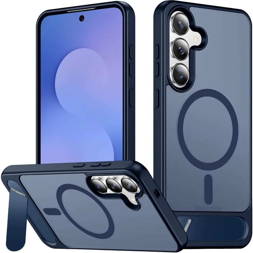 (azul, Galaxy S26 Ultra) Capa Para Celular Fosca À Prova De Choque, Agradável Ao Toque E Com Suporte Magnético Dobrável Elegante.