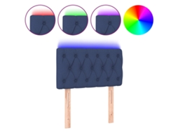 Cabeceira de Cama com Luzes Led Tecido Azul MAISON EXCLUSIVE (80x7x78 cm)