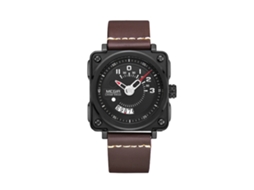 Reloj Hombre De Acero Impermeable Con Correa De Cuero Moda (negro+café)