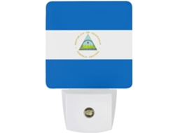 Luminária noturna de LED com a bandeira da Nicarágua e sensor crepuscular.
