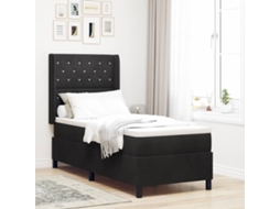 Vidaxl Cama Box Com Colchão Com Cabeceira Preto 80 X 200 Cm Veludo