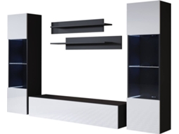 Conjunto de Móveis de TV Luke 9D MÓVEIS BONITOS (Preto e Branco - 260x40x165 cm)