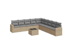 Maison Exclusive - 10 Pcs Conjunto De Sofás P/ Jardim Com Almofadões Vime Pe Bege