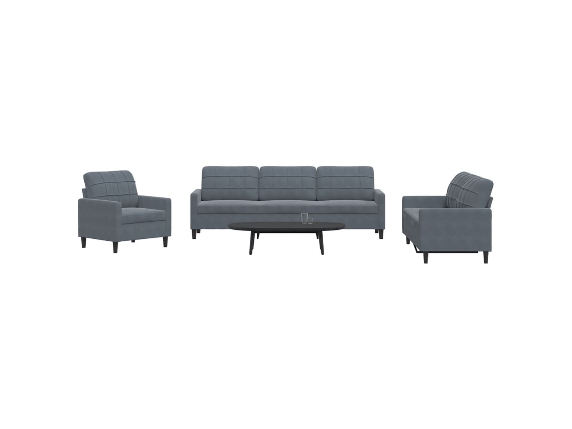 Vidaxl 4 Pcs Conjunto De Sofás Com Almofadões Veludo Cinzento-escuro