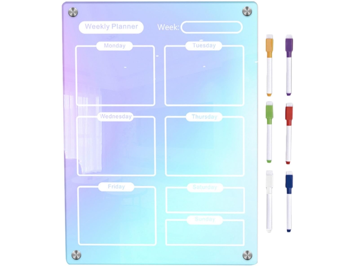 Tableau Mémo Magnétique Hebdomadaire En Acrylique Surface Effaçable À Sec, Planificador De Tâches Et