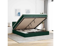 Vidaxl Estrutura De Cama Otomana Com Colchão 180x200 Cm Verde Escuro