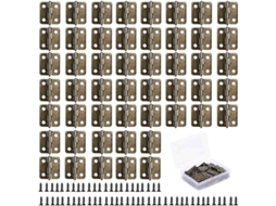 Yuru 50 Dobradiças Antigas de Bronze Pequenas 18x16mm com 200 Parafusos para Caixas de Madeira, Armários e Projetos Diy