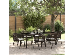 Vidaxl Conjunto De Jantar Para Jardim 7 Unid. Castanho