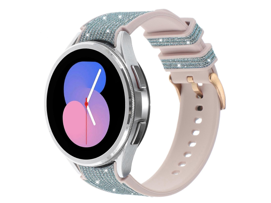 Pulseira Híbrida De Silicone Com Glitter E Couro Para Samsung Galaxy Watch 7 40/44mm