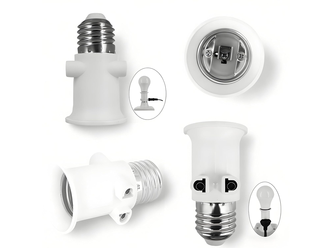 Adaptador de tomada E27 para tomada elétrica e soquete E27 (2 peças)