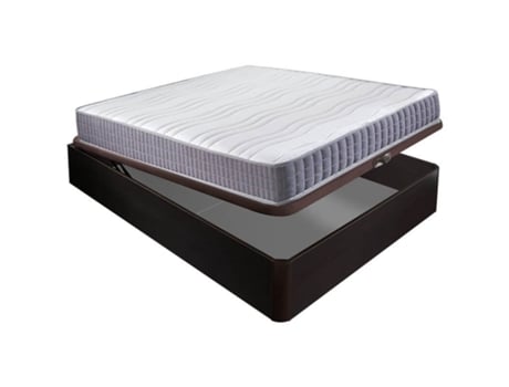 Conjunto de Colchão e Somier AZNAR (105x190cm - Viscoelástico e Madeira - Branco)
