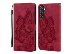Capa De Celular De Couro Com Estampa De Borboletas Retrô E Relevo Horizontal