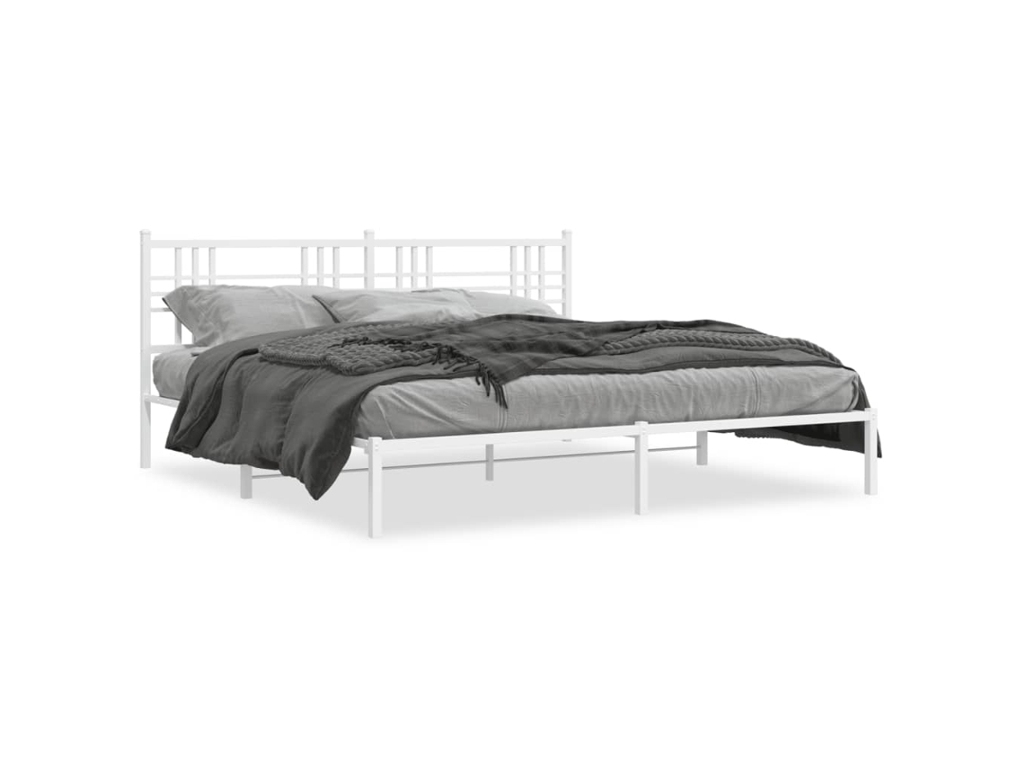 Bed Frame, Bed Frames Vidaxl Branco Aço (183 X 213 Cm)