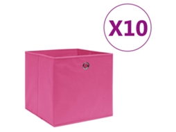 Vidaxl Caixas Arrumação 10 Pcs 28x28x28 Cm Tecido-não-tecido Rosa
