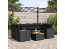 Vidaxl 7 Pcs Conjunto De Sofás P/ Jardim C/ Almofadões Vime Pe Preto